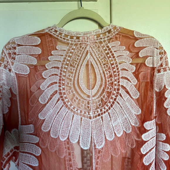 NWT Siren Lily Maternity Sheer Embroidered Kimono Duster Cover Up Size Large - Picture 7 of 12